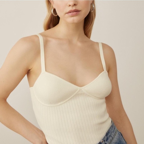 Reformation Silvana tank white cream ribbed sweater size small like new - Picture 1 of 8